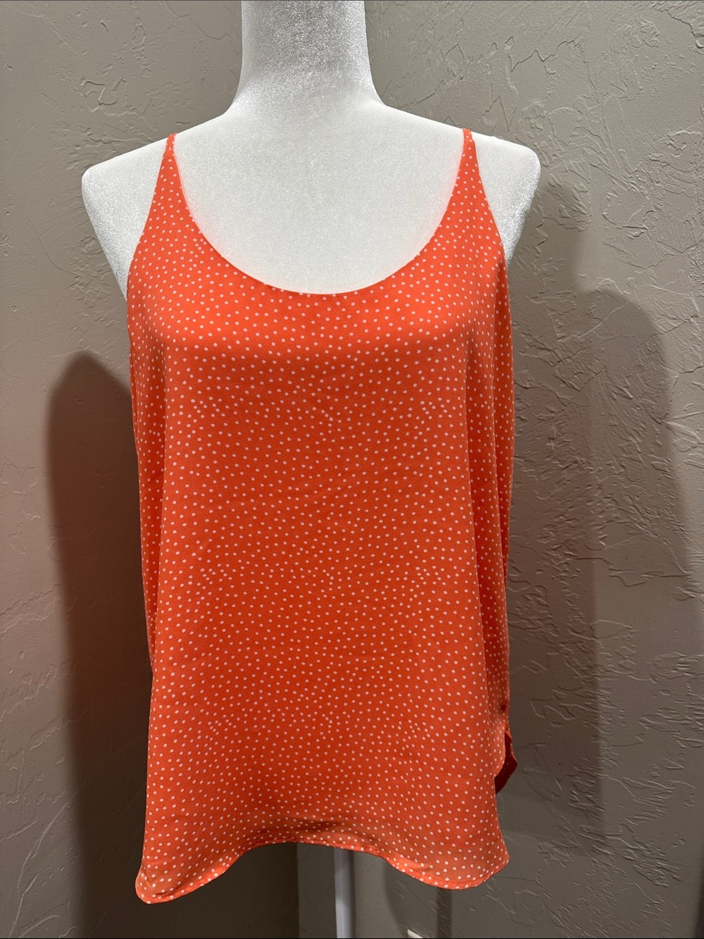 Orange Polka Dot Spaghetti Strap Tank Top